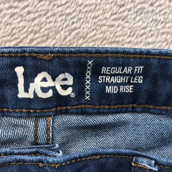 Lee Womens Jeans Size 14M Regular Fit Straight Leg Mid Rise Blue Denim Casual - Picture 3 of 15